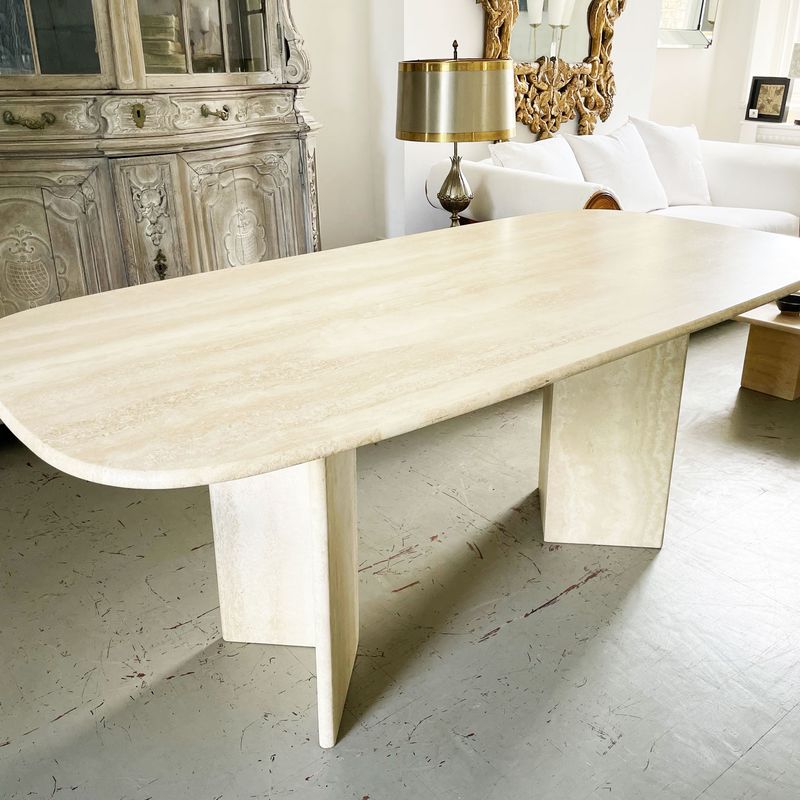 French style travertine dining table 